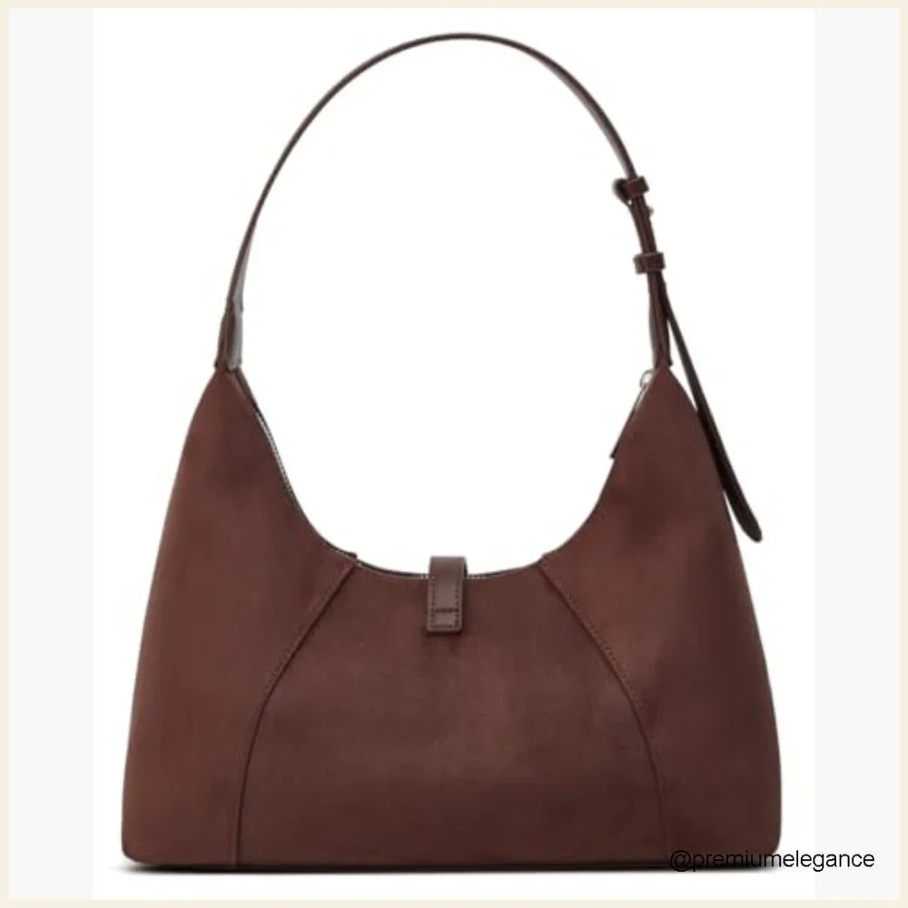 Faux Suede Hobo Shoulder Bag Crossbody Tote Adjustable Strap